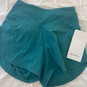 NWT Lulu Lemon Speed Up 4” Teal Shorts